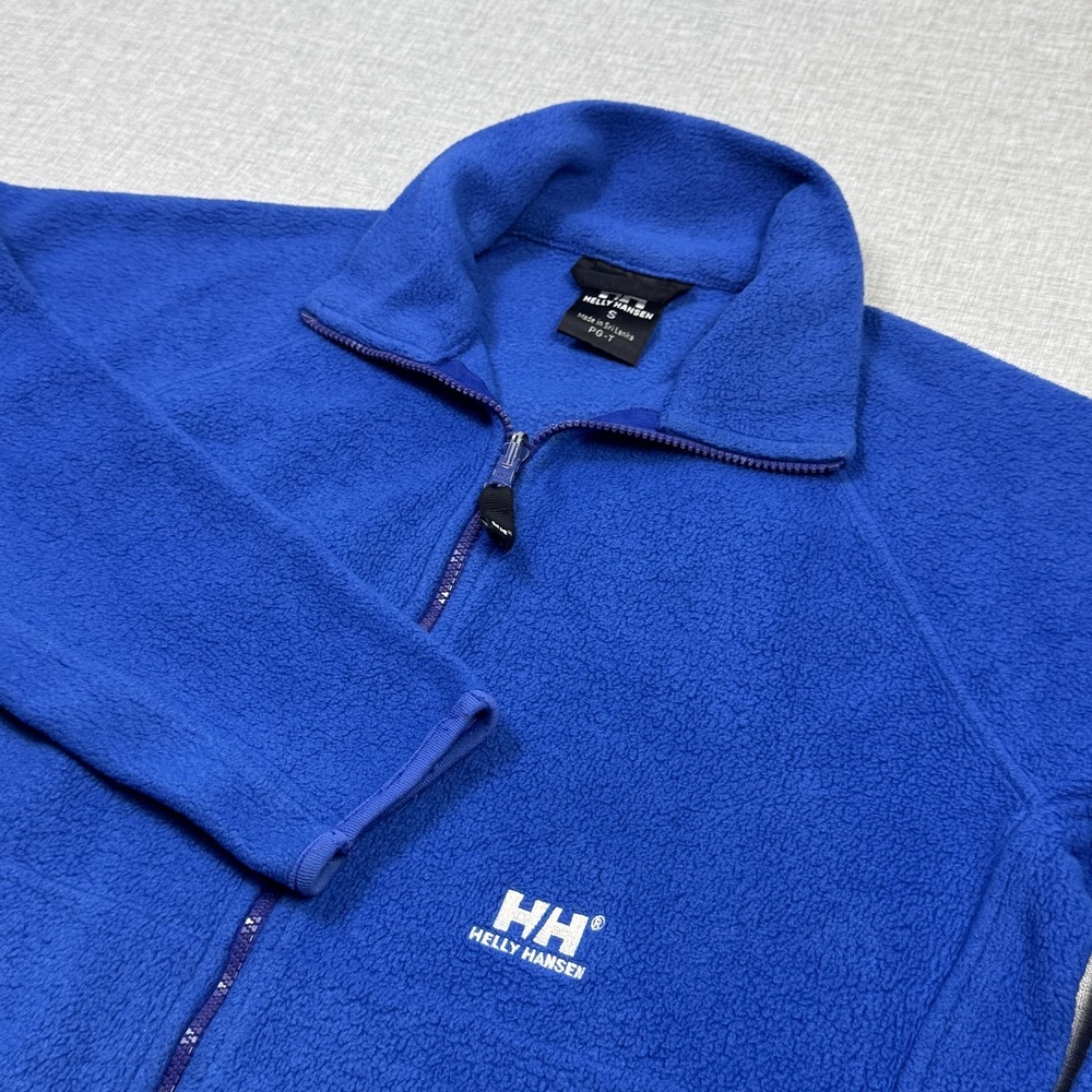 Helly Hansen Fleece Jacket Mens Small Blue Full Zip Pockets Outdoor‎ Hiking